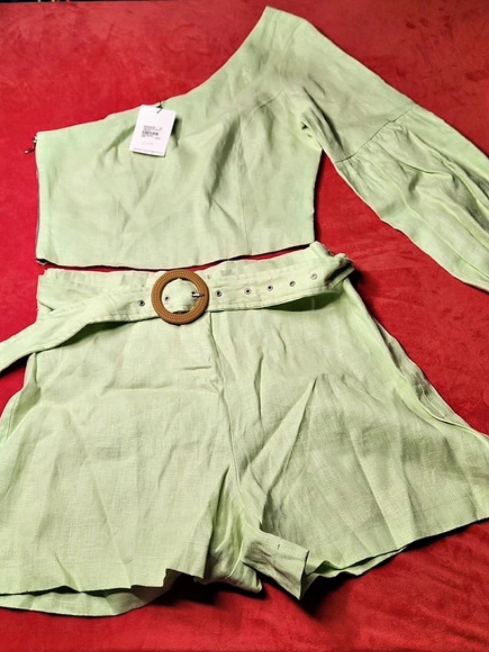 Egoiste Combo Short Cropped Romper in Green Size Large NWT